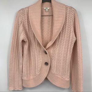 J Jill womens small sweater cardigan vintage‎ Curved Hem Scalloped Cuffs pink